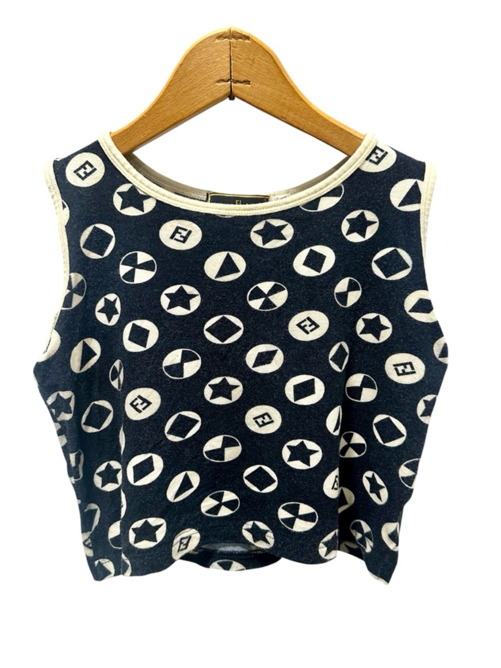 Fendi Black & Cream Graphic Crop Tank Size 40 (US 6)